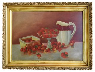 Mike Seratt Of The Prized Pig Antique Strawberries Still Life