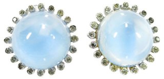 Neil Zevnik 1940s Mazer Cat S Eye Moonstone Earrings One Kings