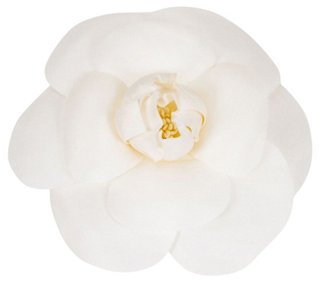 Small Chanel White Silk Camellia Pin
