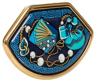 Vintage Lux - Hermès Blue & Gold Enamel Pearl Pin | One Kings Lane