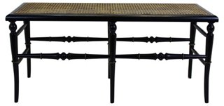 Vintage Bella Home Black Bench W Cane Seat One Kings Lane