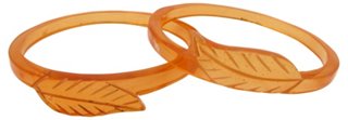 Lucite Carved Leaf Bangles - Set of 2 - Thanks for the Memories
